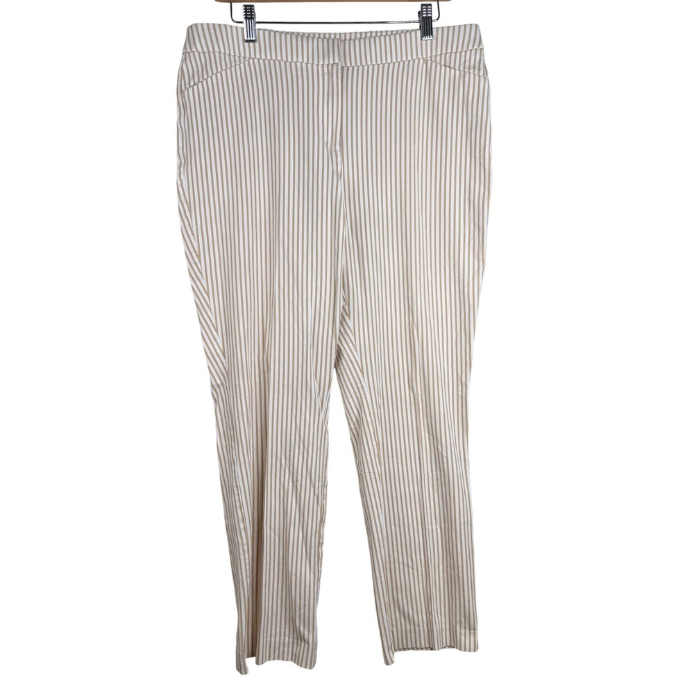 Chico's Striped Coastal Straight Leg Pants size 2R (US 12R) Beige/White